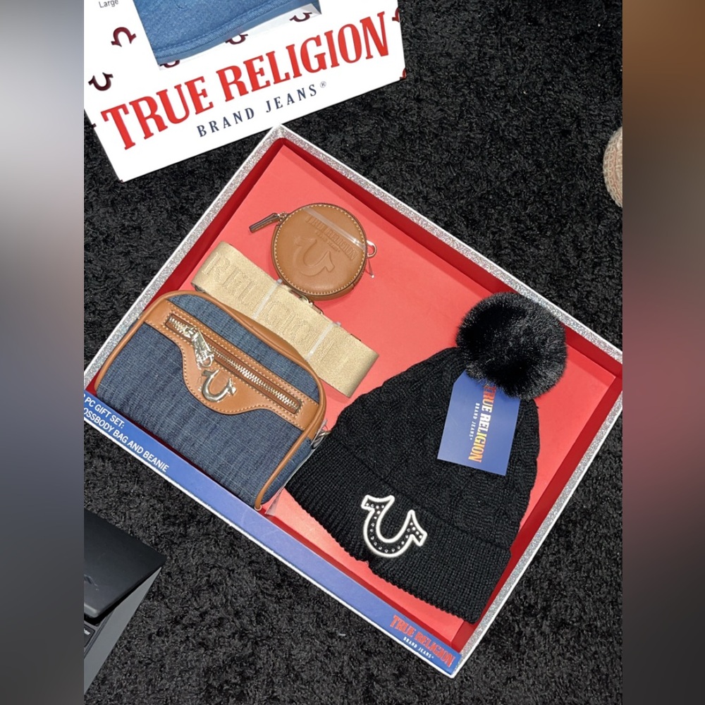 brand new 2024 true religion holiday gift set , hat purse cross body .